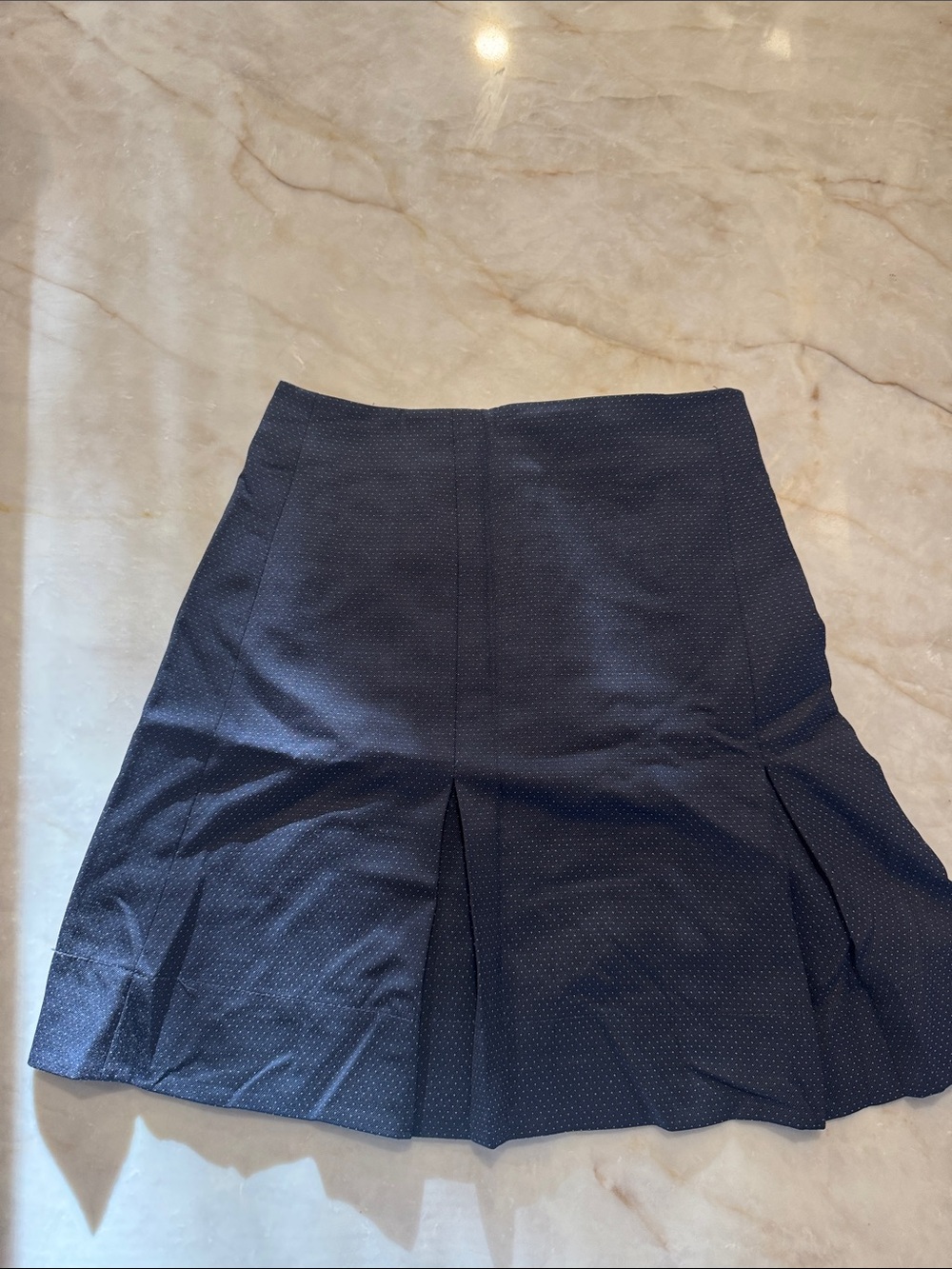 Club Monaco Navy Microdot Pleated Mini Skirt
